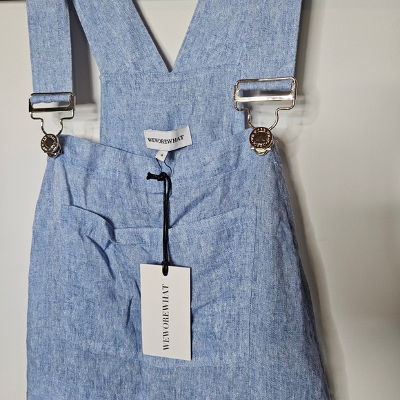 WeWoreWhat Denim Overalls Jumpsuit Light Wash Pockets‎ Casual Blue Small NEW - Picture 2 of 7